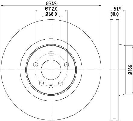 HELLA PAGID 8DD355117181 — ÖN FREN DİSKİ-345X30 5×112 (AUDI A4 08-16 A5 08-17 A6 11-18 Q5 09-17)