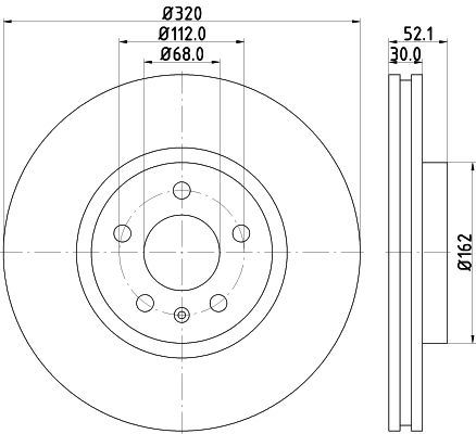 HELLA PAGID 8DD355117191 — ÖN FREN DİSKİ-320X30 5×112 (AUDI A4 08-16 A5 08-17 A6 11-18 Q5 09-17)