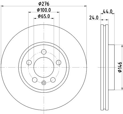 HELLA PAGID 8DD355132891 — ÖN FREN DİSKİ-276X24 5×100 (VW POLO 18- AUDI A1 19- SEAT IBIZA 18-)