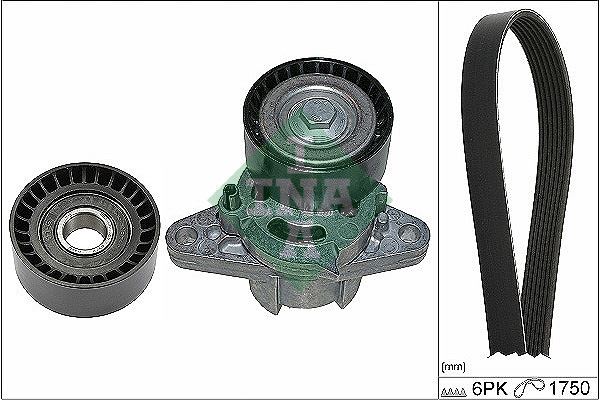INA 529016410 — KANALLI KAYIŞ SETİ 6PK1750 ( RENAULT LAGUNA I / MEGANE I 1.6 16V K4M 1.4 16V K4J KLİMALI )
