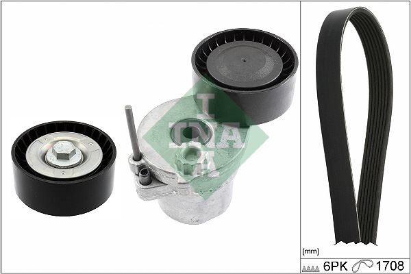 INA 529036210 — V KAYIŞ GERGİ SETİ ( MERCEDES M274 / 205/212/207 ) GERGİ KÜTÜĞÜ + V KAYIŞ 6PK1708 + GERGİ RULMANI