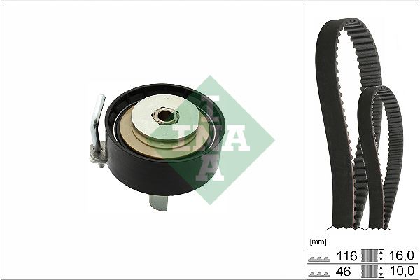 INA 530070010 — TRİGER GERGİ SETİ (EKSANTRİK SET) KAYIŞ GEN 16 CM (116 RP +160 HT) (FORD 1.0 ECOBOOST FİESTA 13- )