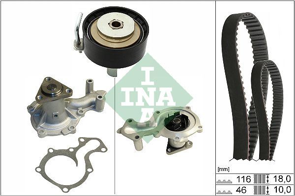 INA 530070130 — DEVİRDAİM + YAĞ POMPA KAYIŞ + TRİGER KAYIŞ 116 DİŞ + TRİGER GERGİ RULMAN ( FORD