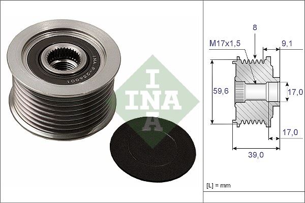 INA 535004910 — ALTERNATÖR KASNAĞI RULMANLI MAZDA 3- 5- 6 - CX 7, MPV 1.6CD-2.0