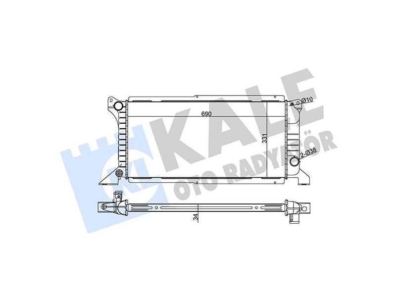 KALE-RADYATOR 0220251AB — SU RADYATORU 692×331X34 BRAZING UZUN TIP YENI MODEL FORD TRANSIT TURBO T12 T15 T19 2.5D 97 01 MT AC