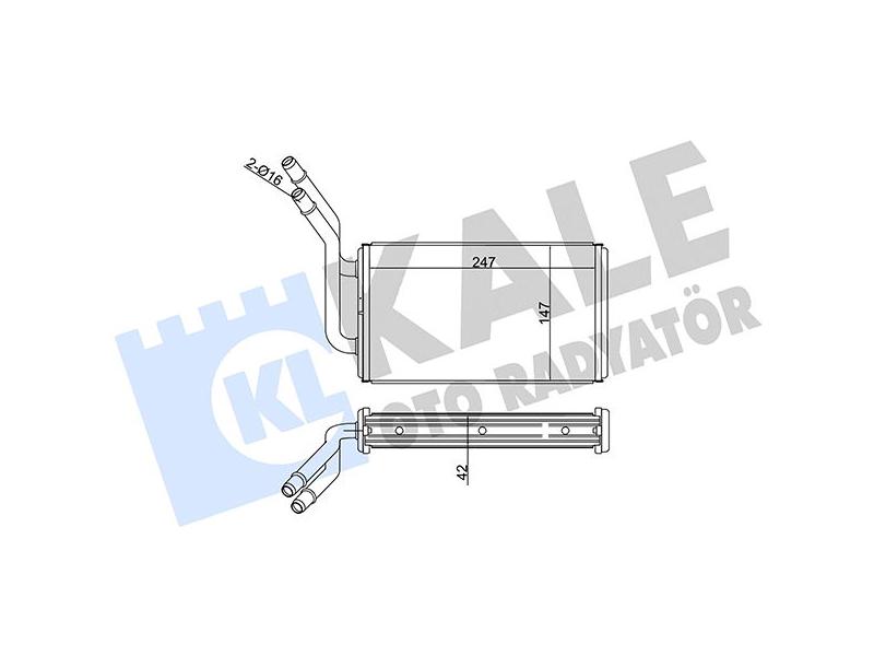 KALE-RADYATOR 0288892AB — KALORİFER RADYATÖRÜ FORD TRANSIT TURBO (V184) T15 2.0/2.4TDCI 96<99/01<06 (AT/MT) [BRAZING]