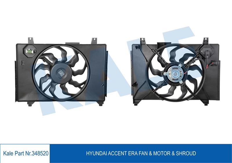 KALE-RADYATOR 348520 — RADYATÖR FANI KOMPLE HYUNDAI ACCENT ERA 1.5 CRDI 2006- KLİMASIZ