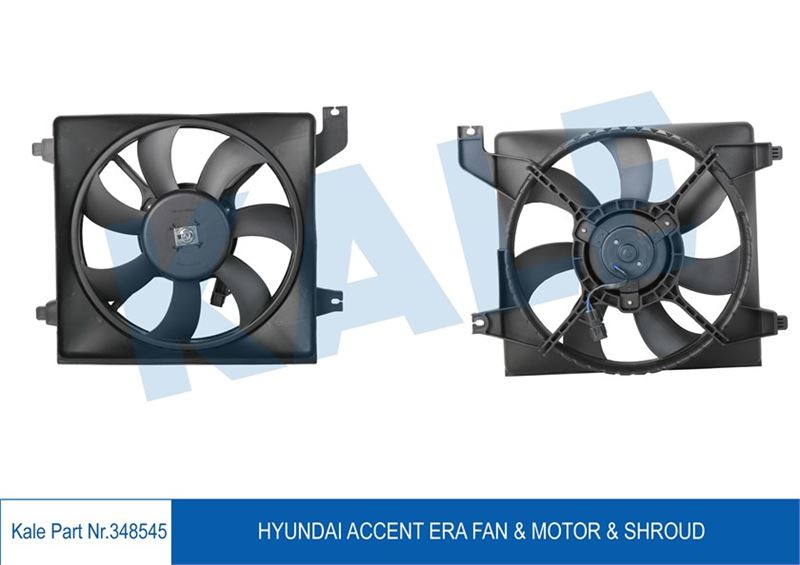 KALE-RADYATOR 348545 — FAN MOTORU HYUNDAI ACCENT ERA 1.4 1.6 06> BENZİNLİ (120W 12V) <RADYATÖR FANI DAVLUMBAZLI