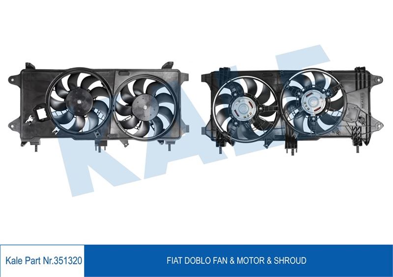 KALE-RADYATOR 351320 — FAN RADYATÖR DAVLUMBAZLI KLİMALI FIAT DOBLO 1.3JTD-1.9JTD 05= ÇİFT MOTORLU EURO 4