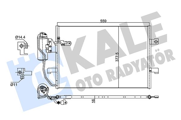 KALE-RADYATOR 353050 — KLİMA RADYATÖRÜ MERCEDES BENZ (A-CLASS) W168 A140, A160, A190, A210, A160/170CDI 97<04 KURUTUCU İLE