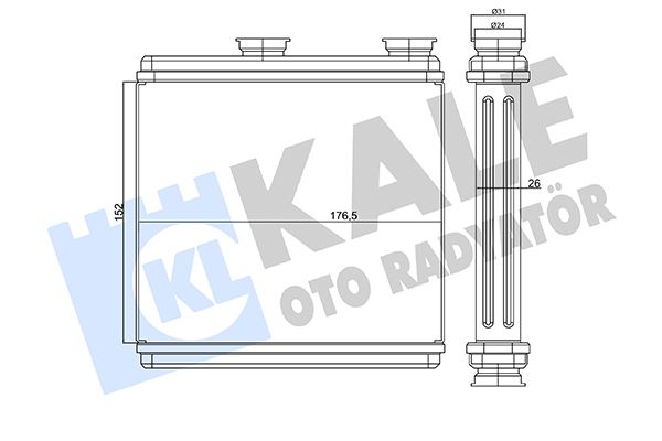 KALE-RADYATOR 360790 — KALORİFER RADYATÖRÜ CHEVROLET SPARK 1.0 1.2 09<12 BENZİNLİ BORULU-KEÇELİ [BRAZING AL/AL]