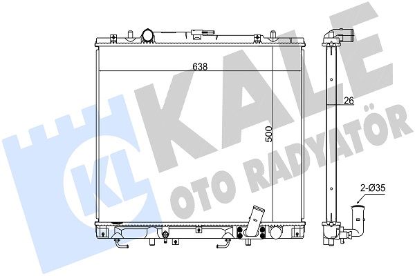 KALE-RADYATOR 362305 — RADYATÖR SU MITSUBISHI L200 ; PAJERO SPORT 2.5TD 01= (AT) [BRAZING] [498X638X26] SU RADYATÖRÜ KL 36