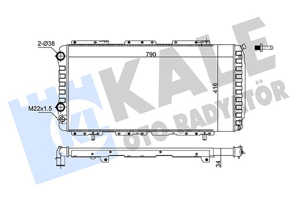 KALE-RADYATOR 363140 — BRAZING VERSİYONU KL344340 PEUGEOT BOXER - CITROEN JUMPER - FIAT DUCATO 244 2.0JTD 02<06 MT M EKANİK