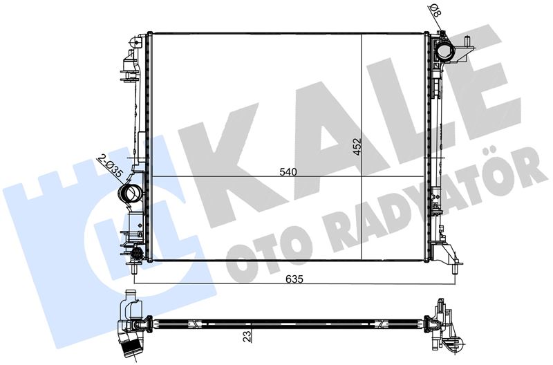 KALE-RADYATOR 363645 — MOTOR SU RADYATÖRÜ [BRAZING VERSİYONU KL333800 - 0520251AB] RENAULT MEGANE IV ; SCENIC IV 1,2TCE