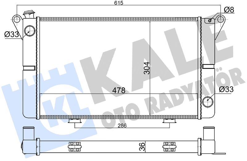 KALE-RADYATOR 363660 — MOTOR SU RADYATÖRÜ [BRAZING VERSİYONU KL363655 / BAKIR VERSİYONU KL230500-0501143PS] RENAULT R12