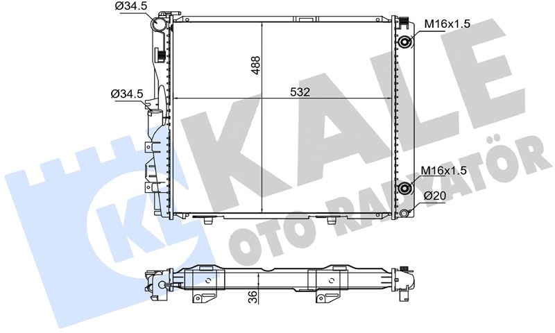KALE-RADYATOR 363805 — MOTOR SU RADYATÖRÜ MERCEDES BENZ 124 ; (E-CLASS) W124 86<93 S124 86<92 C124 93<97 A124 93<98 (AT)