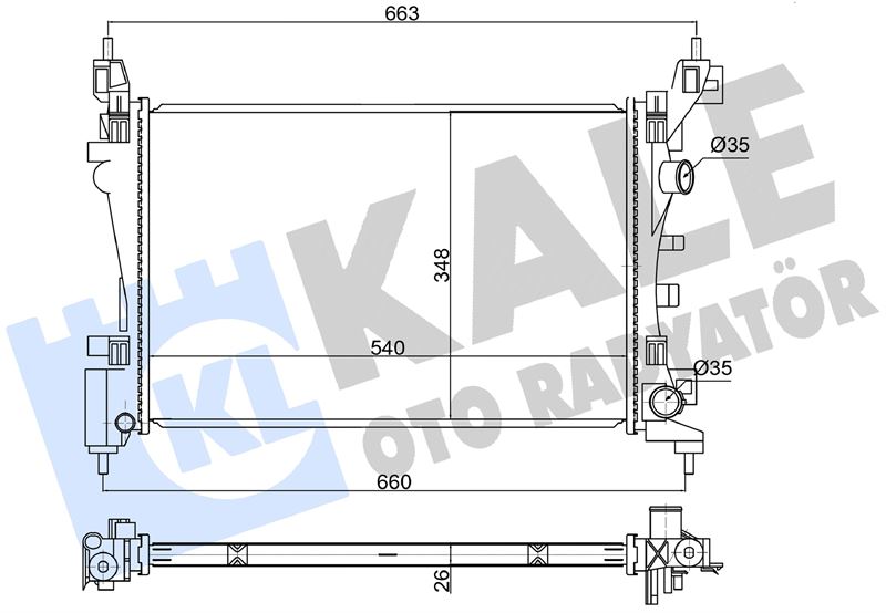 KALE-RADYATOR 363865 — RADYATÖR [MEKANİK VERSIYONU KL352100] OPEL CORSA D 1.0 1.2 1.4 06- - FIAT GRANDE PUNTO 1.3DMTJ 08