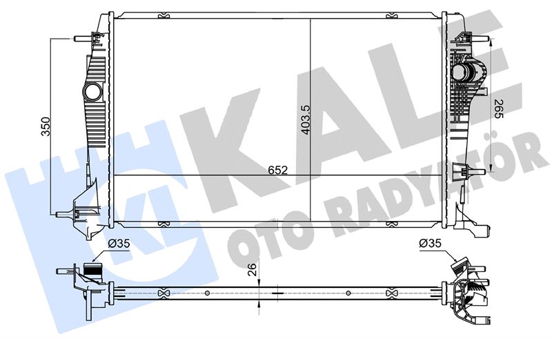KALE-RADYATOR 363930 — RADYATÖR RENAULT GRAND SCENIC III SCENIC III 1.6-1.9 DCI 2.0 16V 09-16 (MT) (BRAZING) (652X404X26) SU