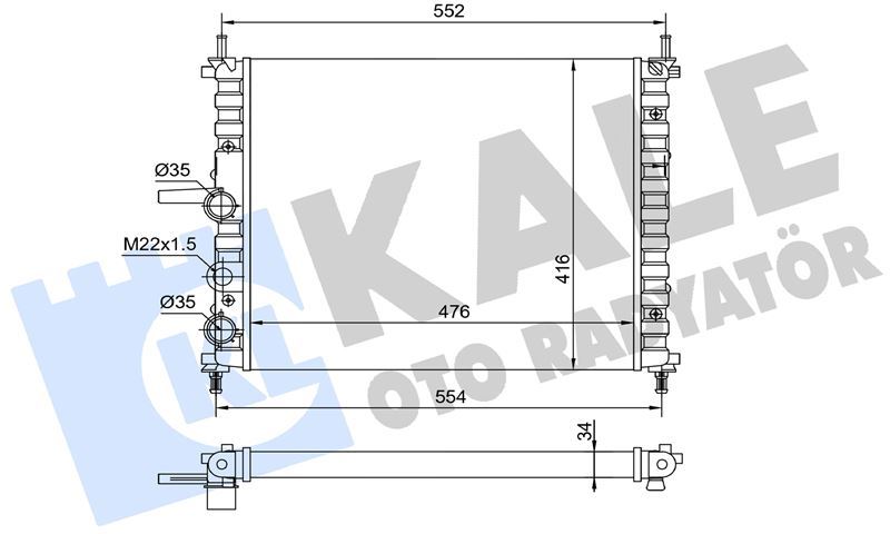 KALE-RADYATOR 363970 — RADYATÖR (AL AL VERSIYONU KL231300 0130271AB) FIAT BRAVA BRAVO MAREA MULTIPLA 1.6I 16V 96-02 (MT)
