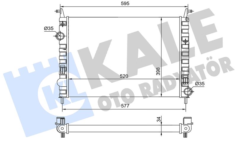 KALE-RADYATOR 363975 — MOTOR SU RADYATÖRÜ [BRAZING VERSİYONU KL214700-0133302AB] FIAT ALBEA ; STRADA 1.3JTD (MT) (AC)