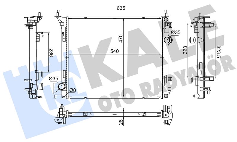 KALE-RADYATOR 364355 — MOTOR SU RADYATÖRÜ RENAULT AUSTRAL 23> KADJAR 18> NISSAN QASHQAI J11 19> 1.3 TCe H5H 1.3 HR13DDT