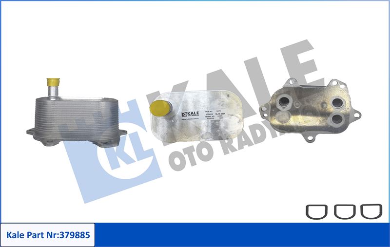 KALE-RADYATOR 379885 — YAĞ SOĞUTUCU AUDI A4 (8K2) 2.0TDI 0715 ; A5 (F5P,8F7) 2.0TDI 16= ; A6 (4G2) 2.0TDI 1018 ; Q5 (8RB)