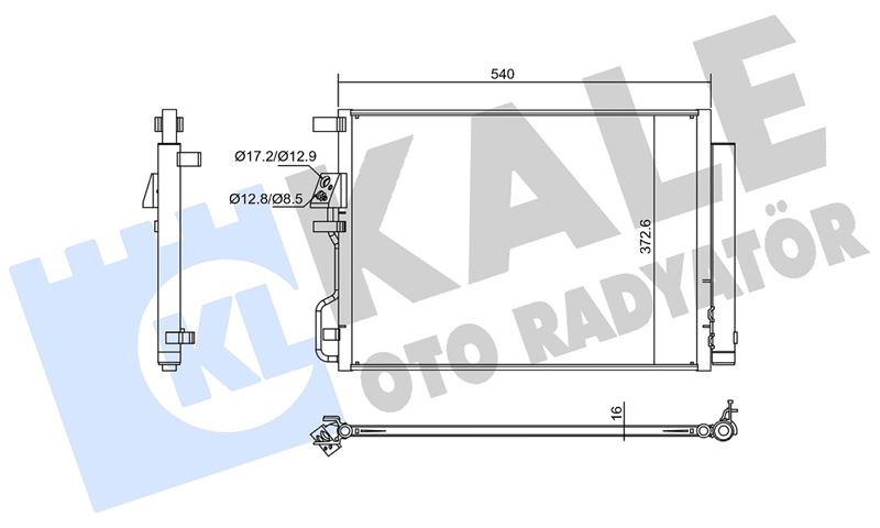 KALE-RADYATOR 382610 — KLİMA RADYATÖRÜ HYUNDAI TUCSON 1.6TGDI 2.0CRDI 15= - KIA SPORTAGE IV 2.0CRDI 15= KURUTUCU İLE