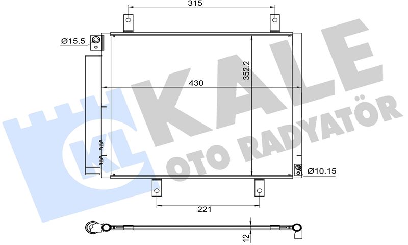 KALE-RADYATOR 382625 — KLİMA RADYATÖRÜ SUZUKI JIMNY SUV (A6G) 1.5 ALLGRIP 18= KURUTUCU İLE [BRAZING AL/AL] [430X352X12]