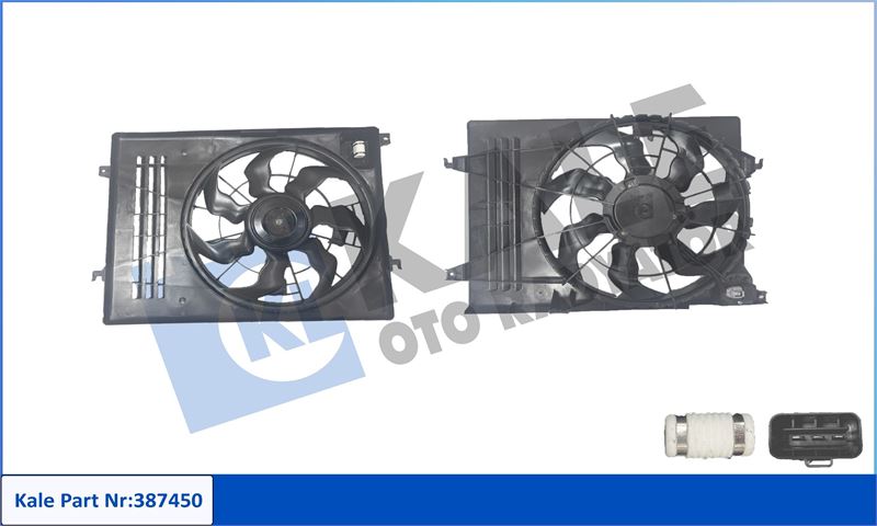 KALE-RADYATOR 387450 — FAN RADYATÖRÜ IX35 1.6 2.0GDI 13-15 KIA SPORTAGE 1.6 2.0GDI 2.0CVVT 10-15 (156W 1700 RPM 12V)
