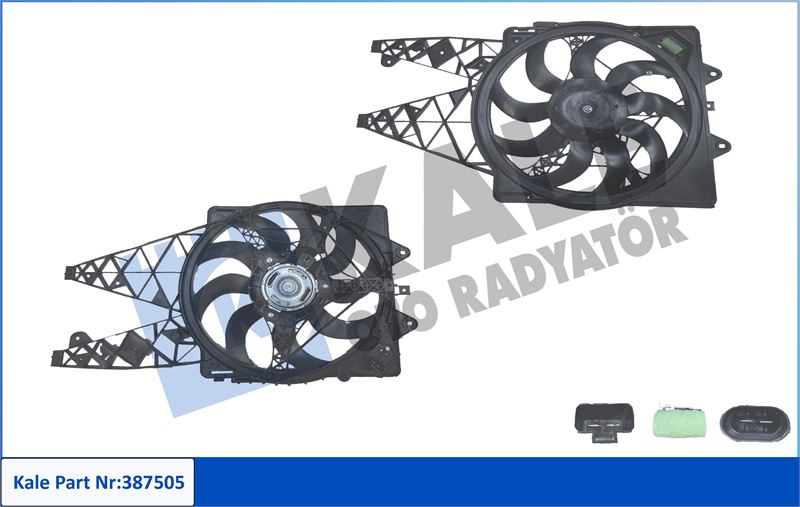 KALE-RADYATOR 387505 — FAN RADYATÖRÜ FIAT BRAVO GRANDE PUNTO 1.3D 1.6D MTJ 1.4 16V 08> ALFA ROMEO MITO 1.3MTJ 1.4TURBO TJET