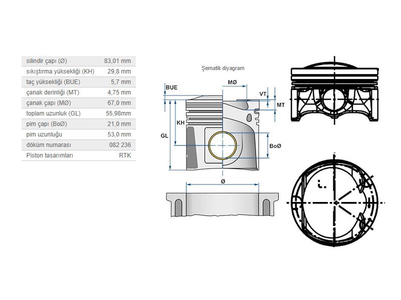 KOLBEN 40251620 — MOTOR PİSTON SEGMAN 0.50 A4 1.8 TFSI 16V 82.51 CABB-CABA-BZB-BYT