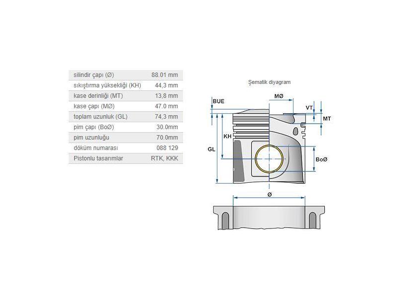 KOLBEN 41882600 — PİSTON SEGMAN STD 88.00mm MERCEDES OM646 W204 W211