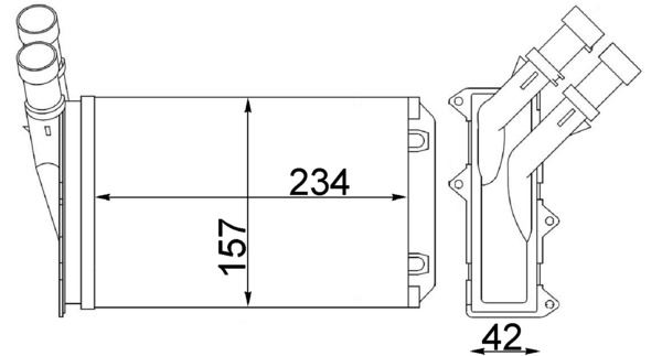 MAHLE AH83000S — KALORİFER RADYATÖRÜ MEKANİK ( PEUGEOT 306 CITROEN XSANTIA XSARA ZX ) 234×157