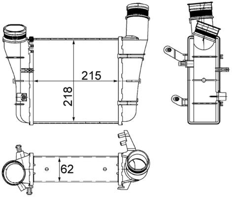 MAHLE CI336000S — TURBO RADYATÖRÜ (218X215X62) AUDI A4 A6 19 TDI 20 TDI 01-09 AVB BKE AVF BRC BPW (ENo:8ML376776081)