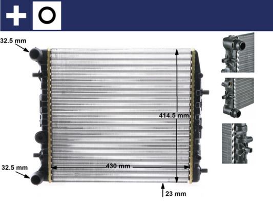 MAHLE CR454000S — SU RADYATÖRÜ-KLİMASIZ 430×413 (VW POLO 02-10 SEAT IBIZA 02-10 SKODA FABIA 00-10) BBY-BKY-AUA )