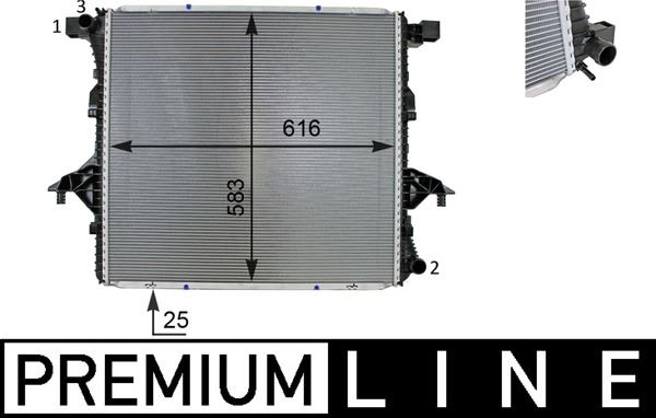MAHLE CR81000P — SU RADYATÖRÜ (616X583X25) AMAROK 20 TSI 20 TDI 20 BITD 10- CFP CDB CNF CDC (ENo:8MK376701311)