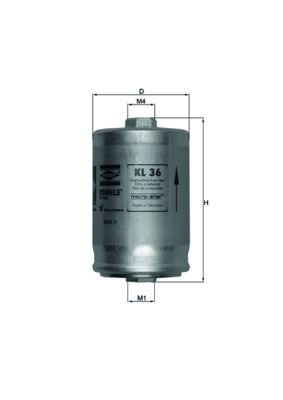 MAHLE KL36 — YAKIT FİLTRESİ AUDI A4,A8 96-01, A6 01-05 1.8,2.4,2.6