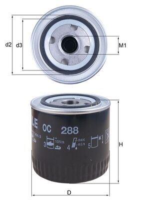 MAHLE OC288 — YAĞ FİLTRESİ - FORD MONDEO I TurnIer (BNP) 2.5 I 24V - 125 kW / 170 PS - SEA - (94 -96)