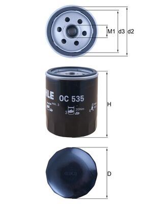 MAHLE OC535 — YAĞ FİLTRESİ ( FORD FOCUS 2.0TDCİ 05- MONDEO 2.0TDCİ 07- ) ( MITSUBISHI COLT VI 1.5DI )