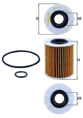 MAHLE OX413D1 — YAĞ FİLTRESİ TOYOTA AVENSIS (T25, T27) 2.0 D4D 06-16 : RAV4 (A3, A4) 2.2 D4D/2.0 D4D 06-15 : VERSO (R1, R2)