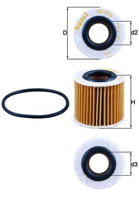 MAHLE OX416D1 — YAĞ FİLTRESİ TOYOTA AURIS (E15,E18), AVENSIS ,COROLLA , MATRIX ,PRIUS,RAV 4 III-IV, SIENNA, VERSO, YARIS 07-