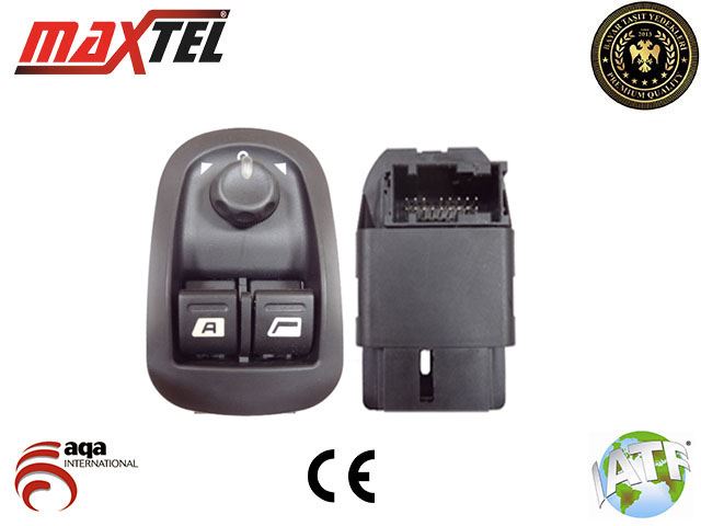 MAXTEL 18211002 — CAM AÇMA ANAHTARI SOL PEUGEOT 206-PARTNER 98-07 ÇİFTLİ-ÇERÇEVELİ - AYNA AYARLI