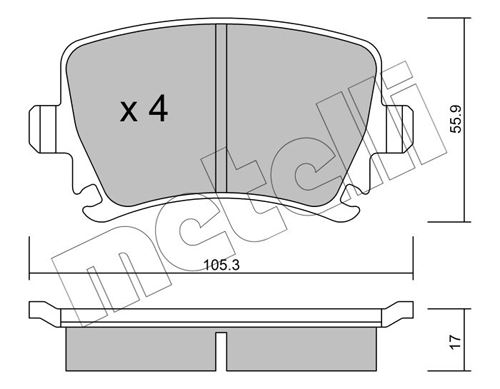 METELLI 2205530 — ARKA FREN BALATASI-KABLOSUZ- (VW CADDY 04-11 GOLF 04-14 AUDI A3 04-13 SEAT LEON 06-13 SKODA OCTAVIA 04-13)