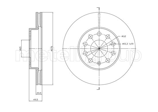 METELLI 231767C — ÖN FREN DİSKİ-276X24 5×112 (VW GOLF 13- AUDI A3 13- SEAT LEON 13- SKODA OCTAVIA 13-)