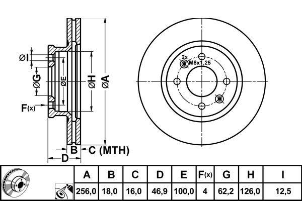 MGA 50245 — FREN DISK ON HAVA KANALLI 256-4 ( HYUNDAI I20 08 - )
