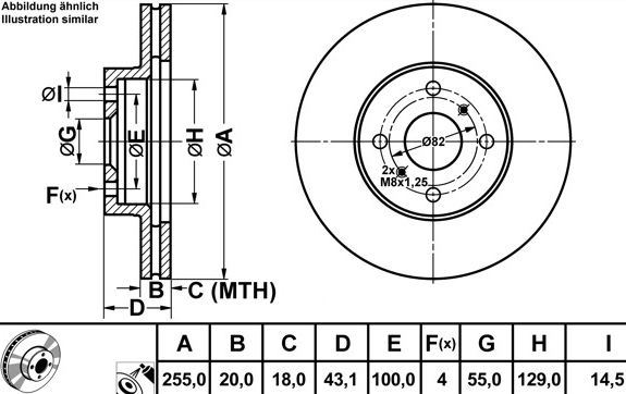 MGA 50266 — FREN DISK ON HAVA KANALLI 255-4 (TOYOTA YARIS 02/10 1.3-1.4 D4D )