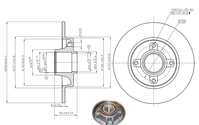 MGA 50422 — FREN DİSKİ ARKA RULMANLI OPEL CROSSLAND CITROEN C3 II C3 III C3 AIRCROSS C4 DS3 PEUGEOT 207 208 2008 307 308