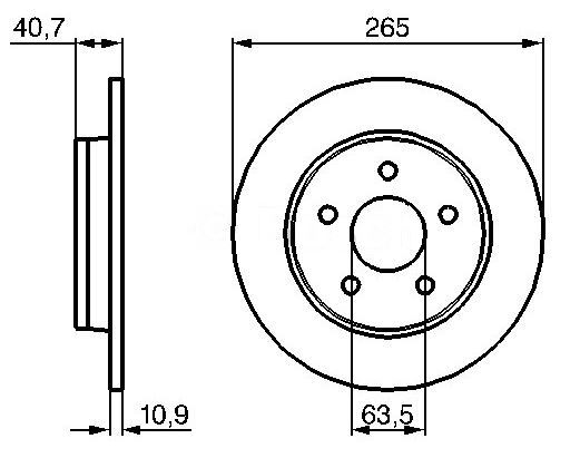 MGA 50459 — FREN DISK ARKA DUZ 265-5 ( FORD FOCUS C-MAX 03 - 10 )