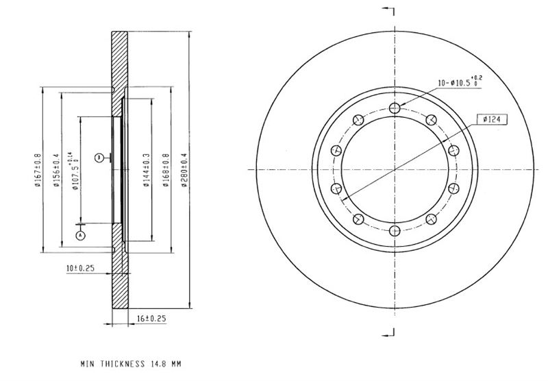 MGA 50509 — ARKA FREN DİSKİ (280MM) A.ÇEKER ( FORD TRANSİT V347 2.4 TDCİ 06- )