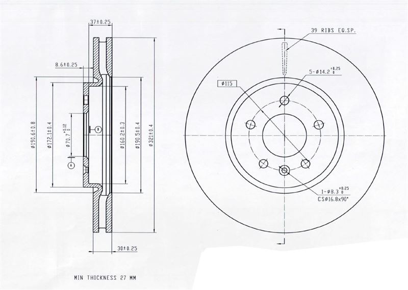 MGA 50679 — FREN DİSKİ ÖN OPEL ASTRA J ZAFIRA C 17'' 321MM